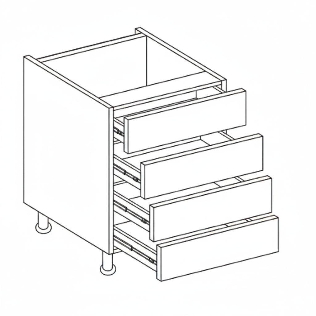 400mm 4 Drawer Base – Piatto Gloss Cashmere Stone