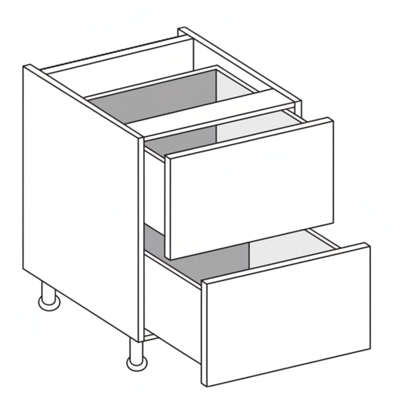 1000mm 2 Drawer Base – Piatto Gloss Cashmere Stone