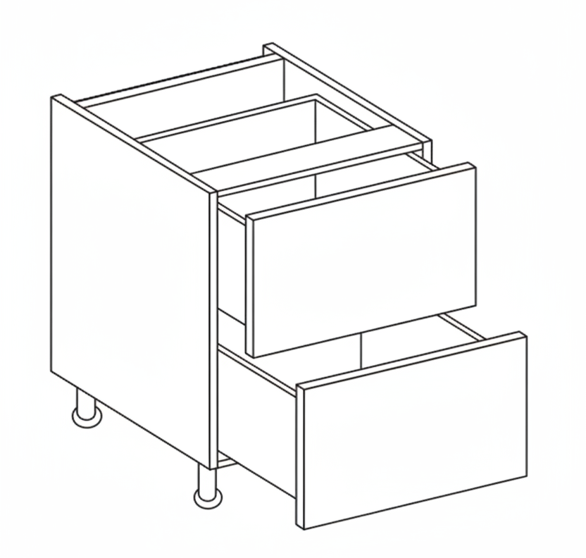 1000mm Int 2 Drawer Base – Piatto Gloss Cashmere Stone