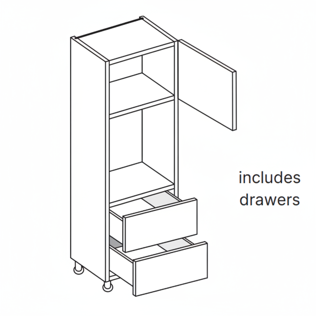 Double Oven Housing Drawers Base Unit – Senza Matt Cashmere Stone
