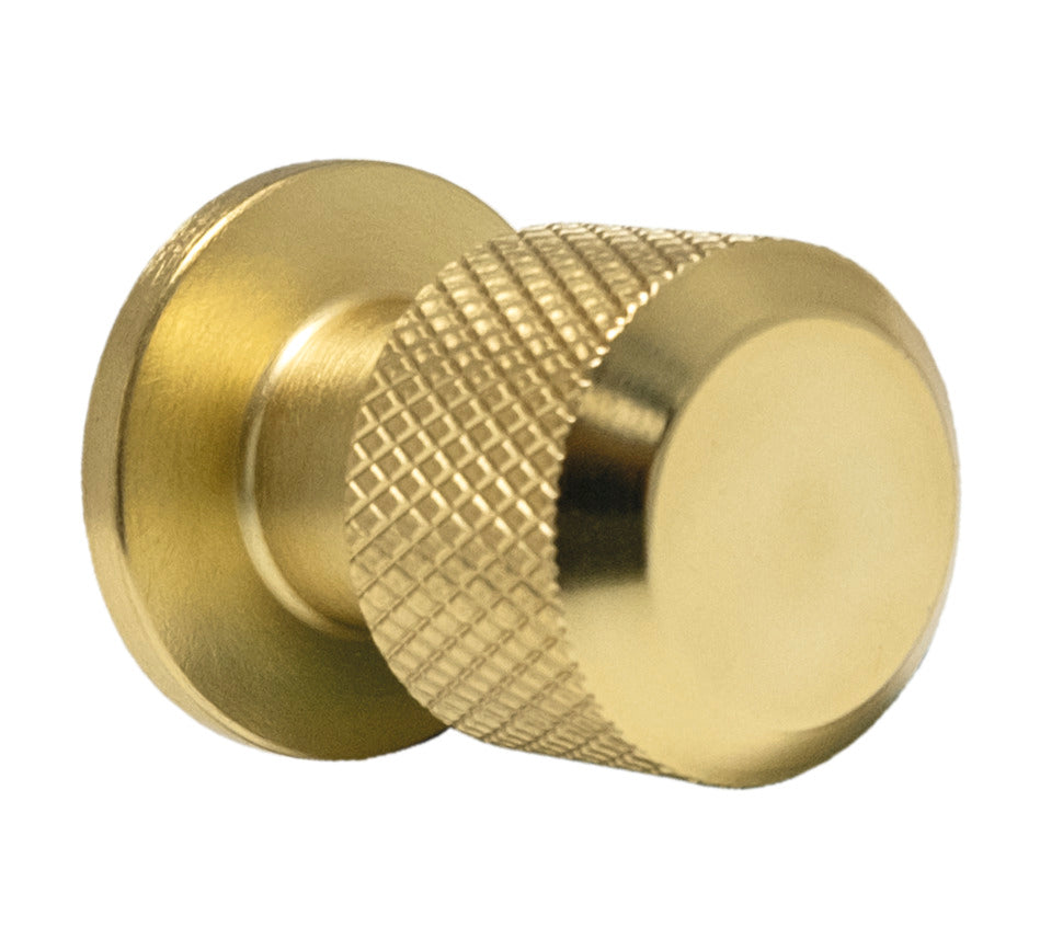 KNURLED KNOB BRUSHED SATIN BRASS HANDLE